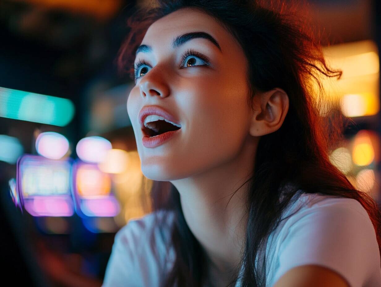 Young woman discovering special sports betting bonuses at F999